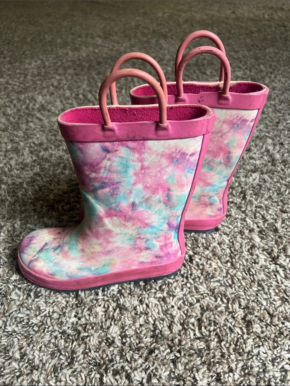 Target Kids Pink Tie-Dye Rain & Snow Boots with Pull Handles